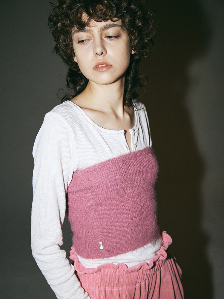 emm | Fur Knit Bustier Pink Fur Knit Bustier Pink