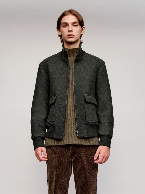 Wool Short Jacket_Olive Green