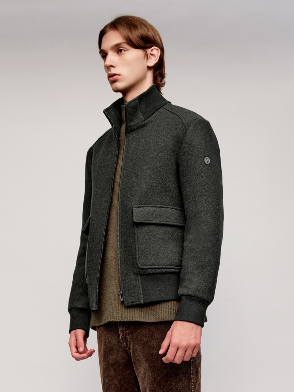 Wool Short Jacket_Olive Green