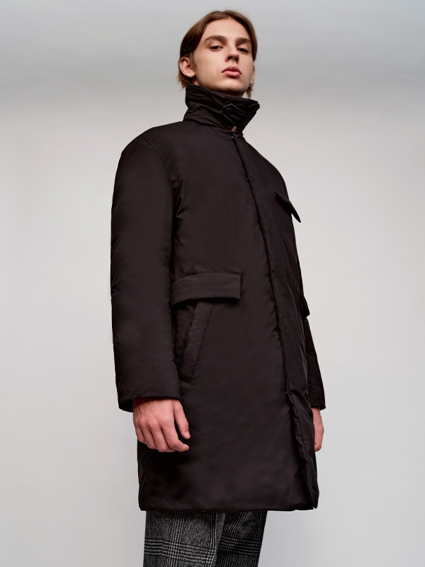 Flap Pocket Goose Down Coat_Black