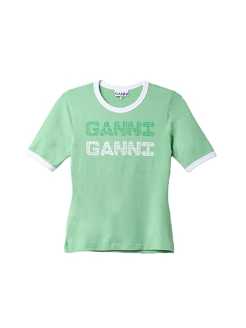 가니 피티드 더블 로고 반팔 T3352 Green