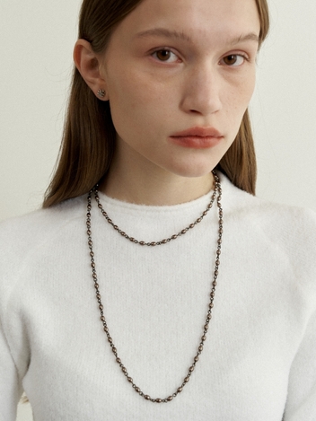 [2 SET] Gray Pearl Long Necklace