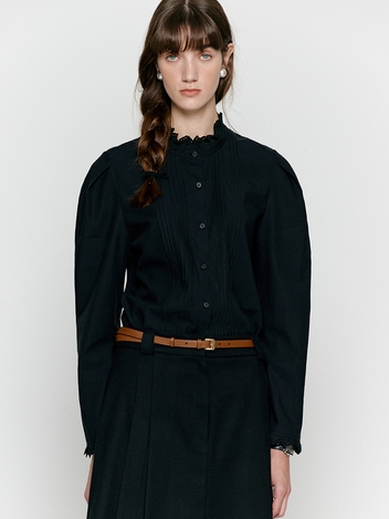 Lace pintuck blouse - Black