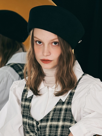 MEDELEINE WOOL BLACK BERET