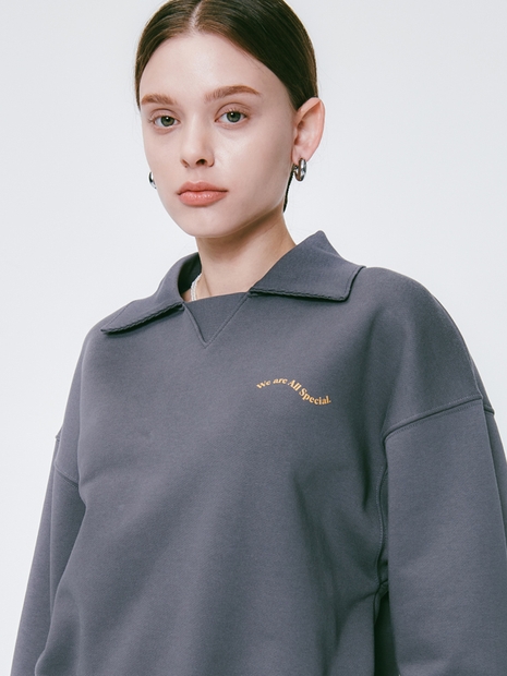 Wave collar Sweatshirt Charcoal