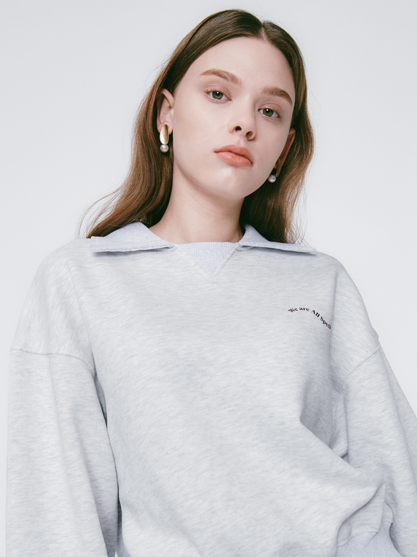 Wave collar Sweatshirt White Melange