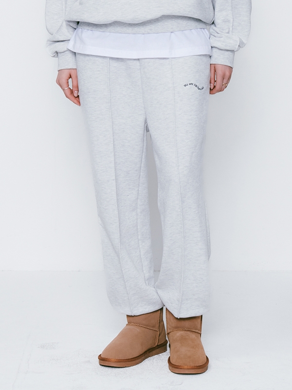 Pintuck Wave Sweat Pants White Melange