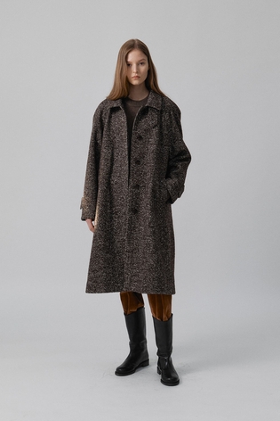 Homespun Balmacaan Coat : Brown