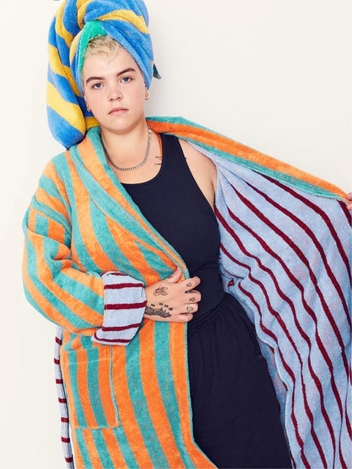 CANTALOUPE STRIPE BATHROBE