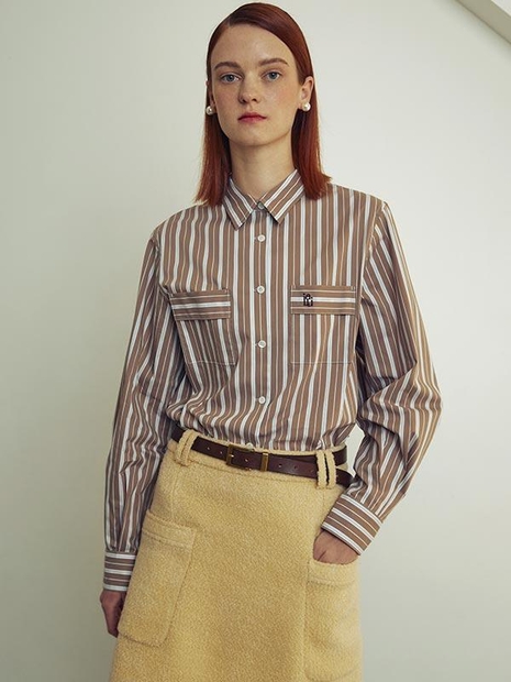 Month shirt Beige stripe