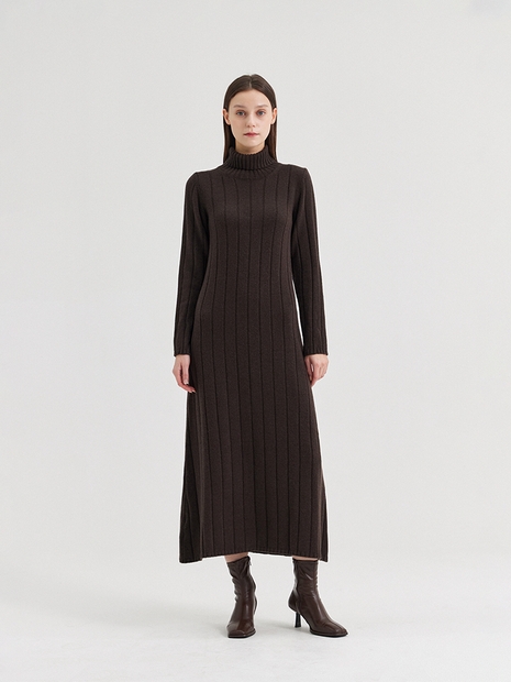 LATA WIDE RIBBED TURTLENECK DRESS_FANGO