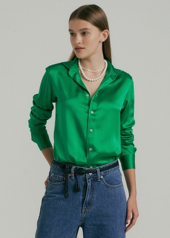 Blair Silk Shirt - Royal Green