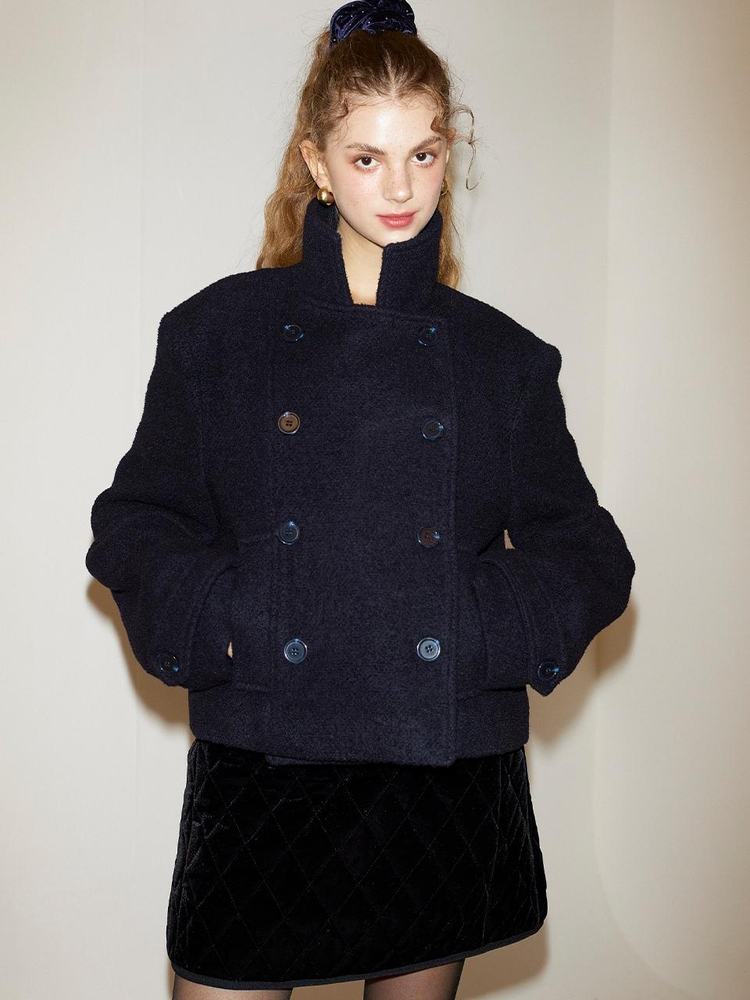 Double Wool Coat_ Navy