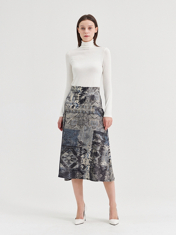 PUNTINA PRINTED SILK MIDI SKIRT_VAR 004