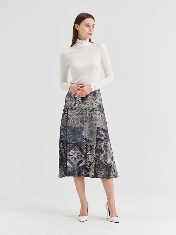 PUNTINA PRINTED SILK MIDI SKIRT_VAR 004