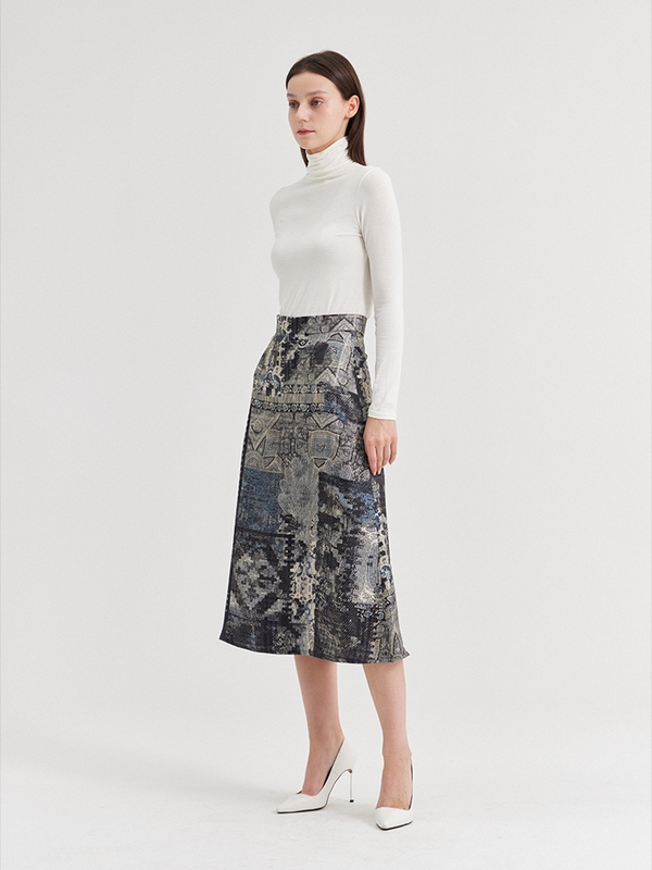 PUNTINA PRINTED SILK MIDI SKIRT_VAR 004