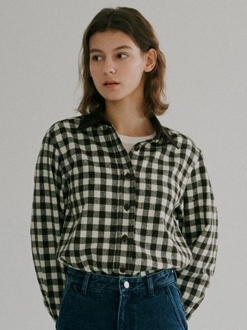 wool check shirt (brown)