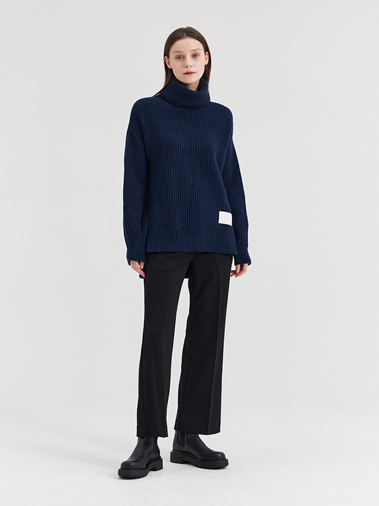 TESEO TURTLENECK RIBBED SWEATER_BLU MARINO