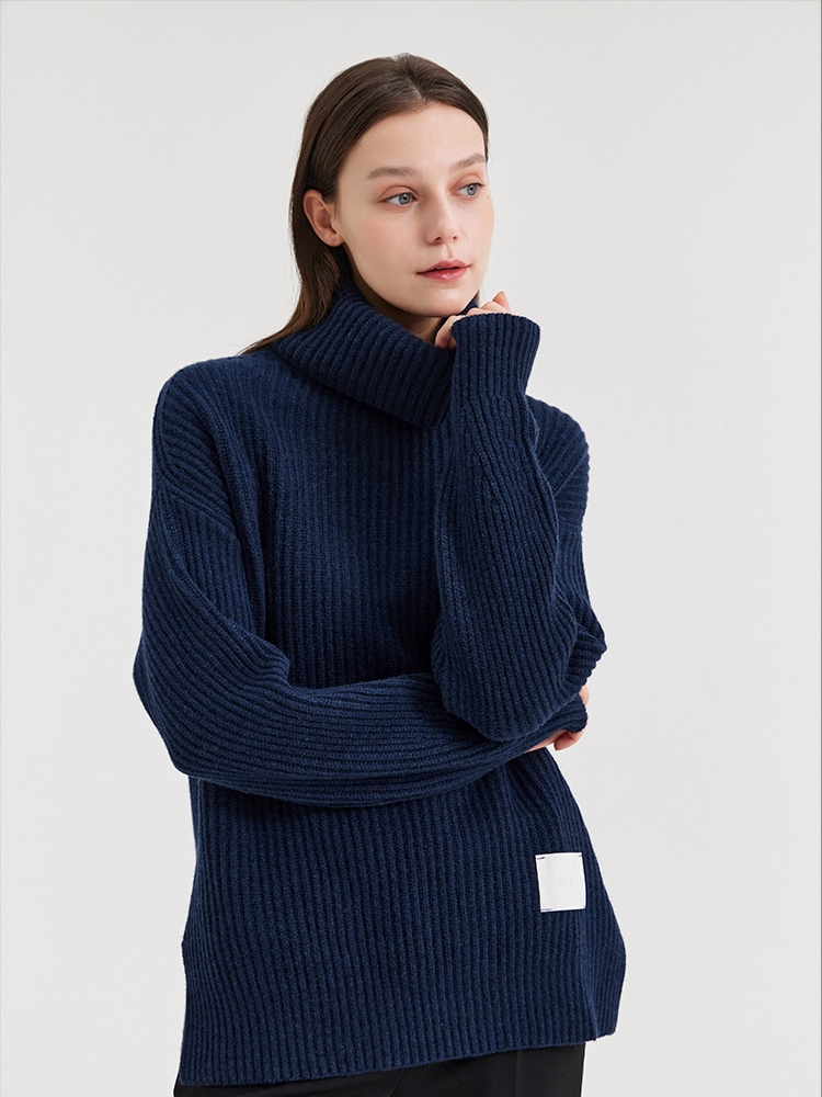 TESEO TURTLENECK RIBBED SWEATER_BLU MARINO