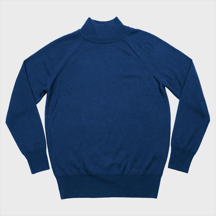 Extrafine Merino Wool Mock-neck (Blue)