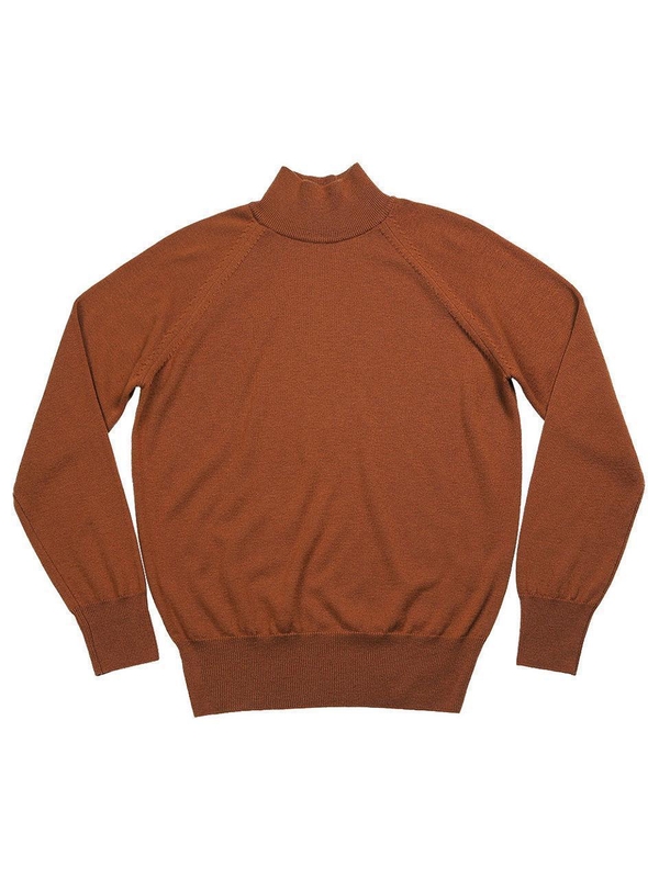 Extrafine Merino Wool Mock-neck (Orange)