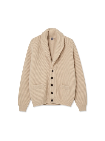 Cashmere Shawl Collar Cardigan_Beige