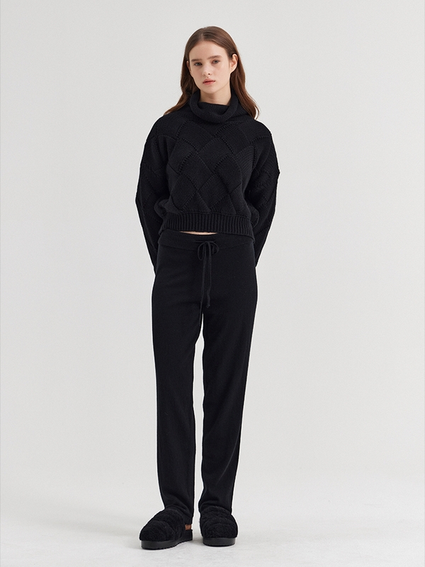 LEONORA CROCHET TURTLENECK SWEATER_NERO