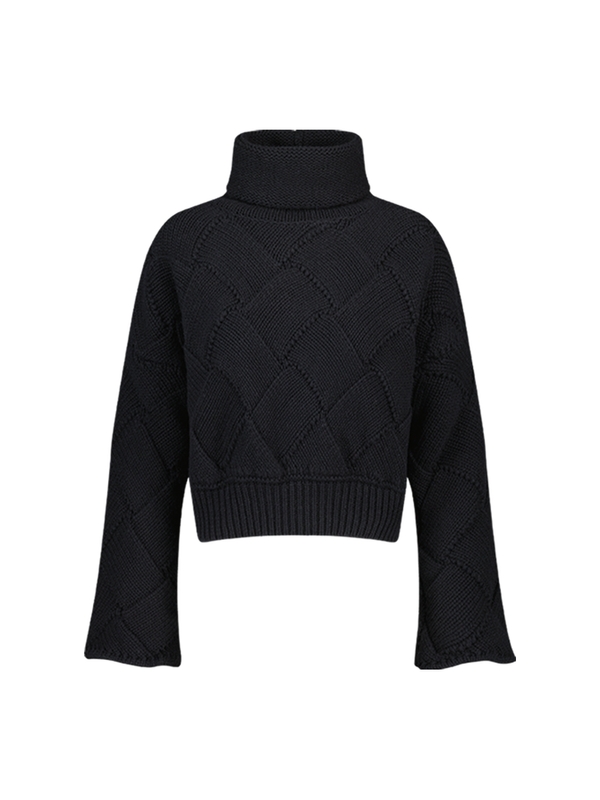 LEONORA CROCHET TURTLENECK SWEATER_NERO