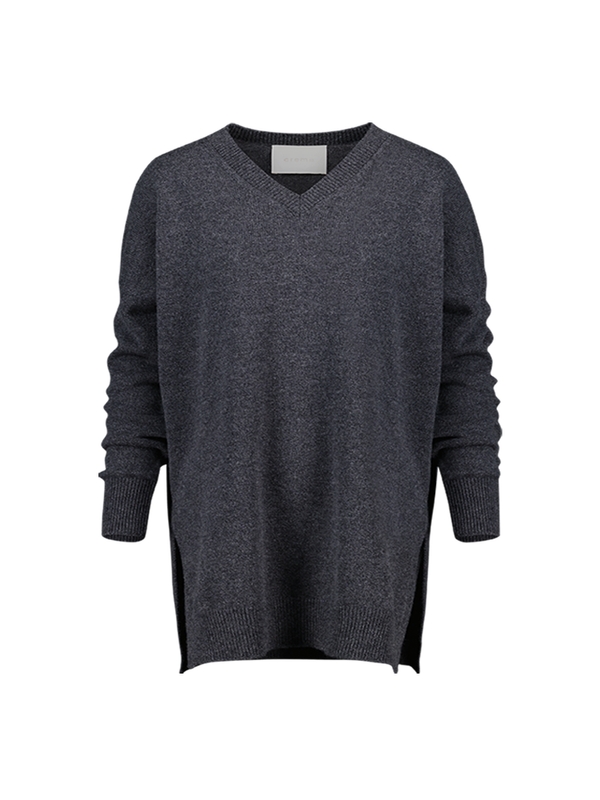 LARENTU OVER V NECK SWEATER_GRIGIO SCURO MELANGE