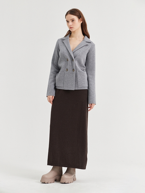 PRAMA KNITTED SMALL BOXI JACKET_GRIGIO CHIARO