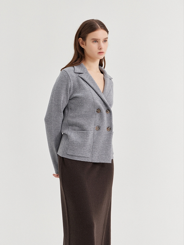 PRAMA KNITTED SMALL BOXI JACKET_GRIGIO CHIARO