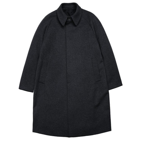 Cashmere Blended Balmacaan Coat (Dark Gray)