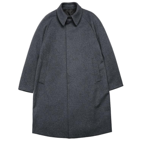 Wool Balmacaan Mac Coat (Charcoal)