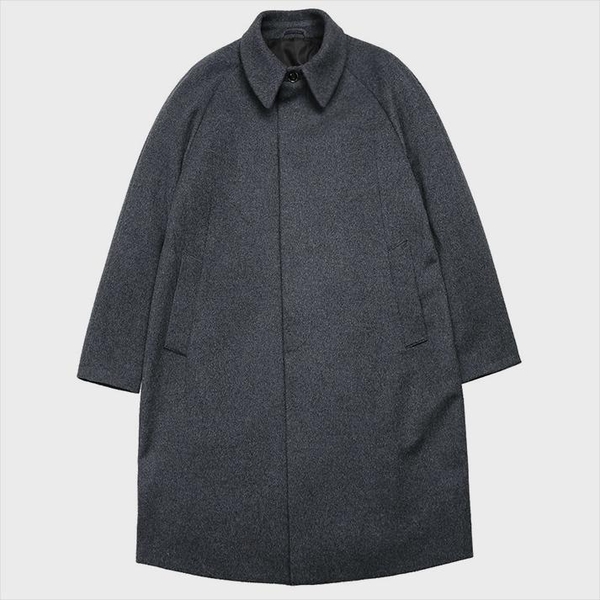 Wool Balmacaan Mac Coat (Charcoal)