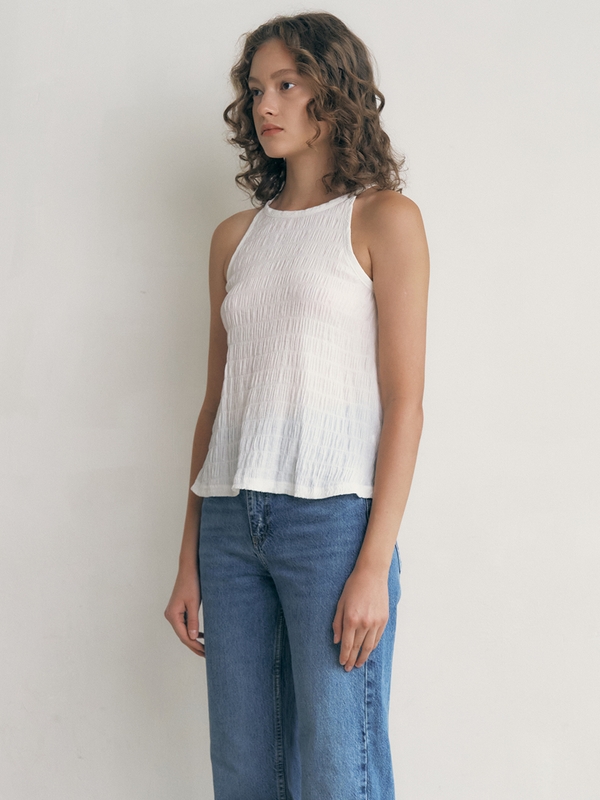 스모킹_ Halter Neck Sleeveless Top - White