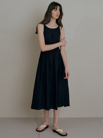 슬리브리스_Smocking band Dress - Navy