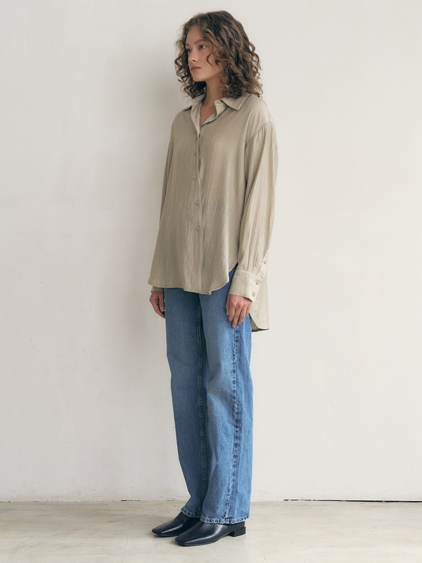 브라운_ Asymmetrical Shirt