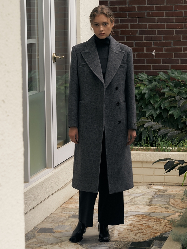 Schoenes Wool Long Coat_ Herringbone