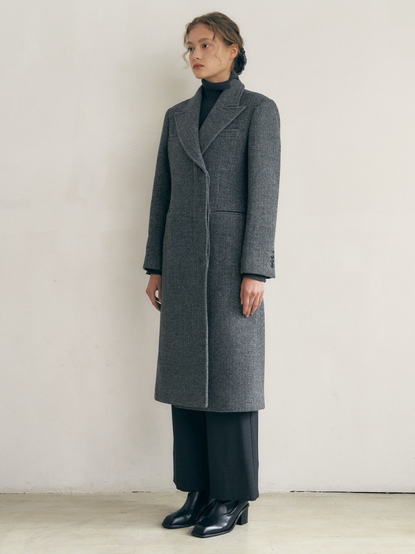 Schoenes Wool Long Coat_ Herringbone