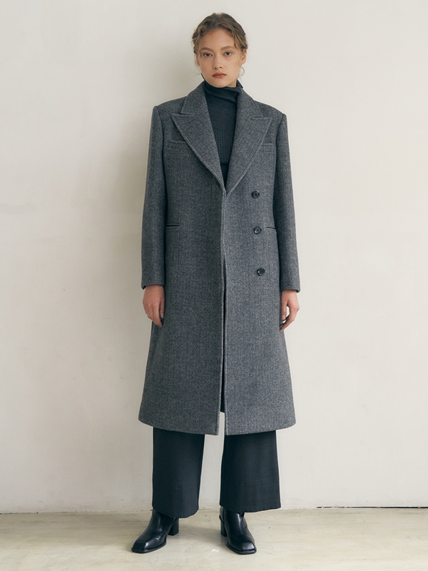 Schoenes Wool Long Coat_ Herringbone