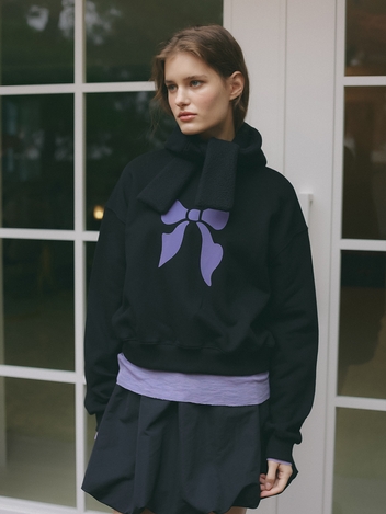 RIBBON PRINT SWEATSHIRT_BLACK