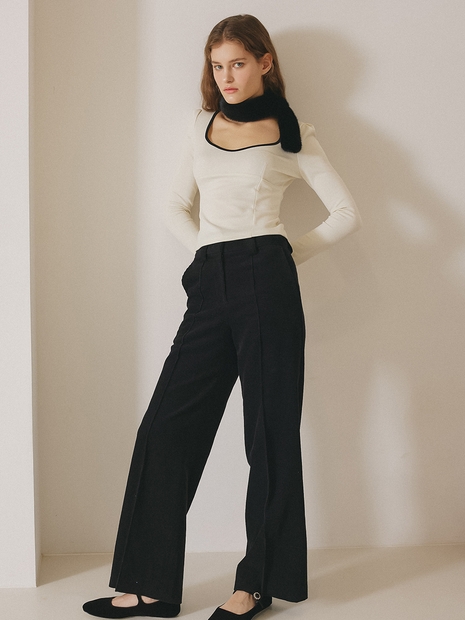 CORDUROY WIDE PANTS_BLACK