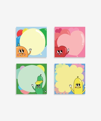 벌룬프렌즈 비점착 메모패드 4종