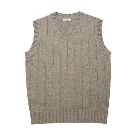 Reverse Wool Knit Vest (Khaki)