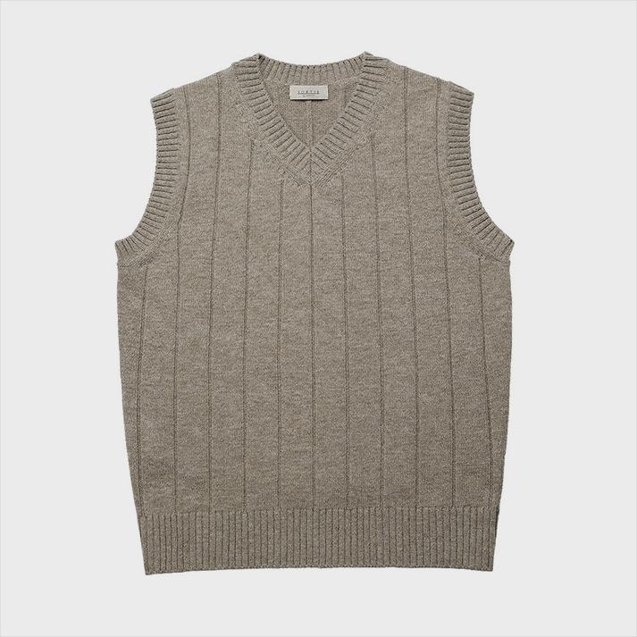 Reverse Wool Knit Vest (Khaki)