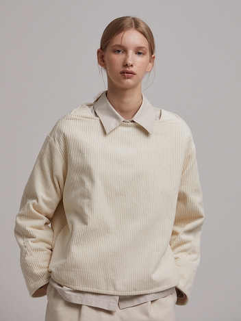 Corduroy square neck top (cream)