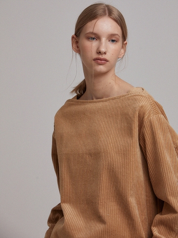 Corduroy square neck top (beige)