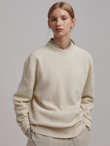 Wholegarment pullover wool knit (cream)