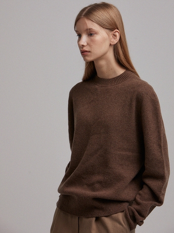 Wholegarment pullover wool knit (melange brown)