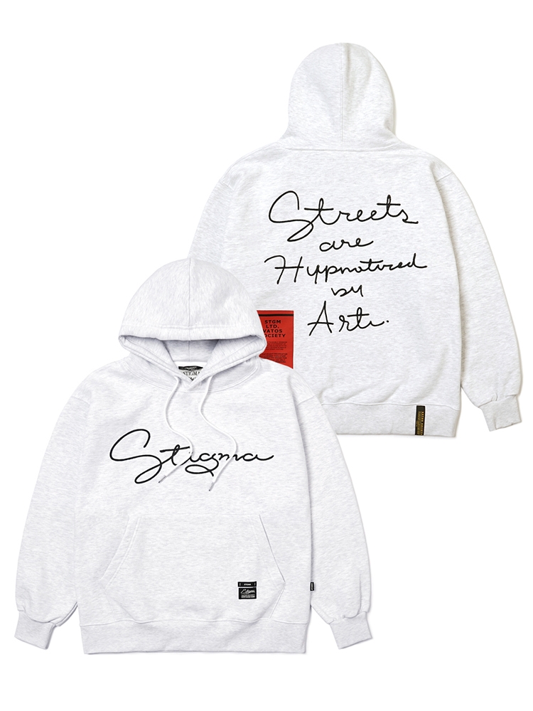 22 LETTER GRAPH OVERSIZED HEAVY SWEAT  HOODIE WHITE MELANGE